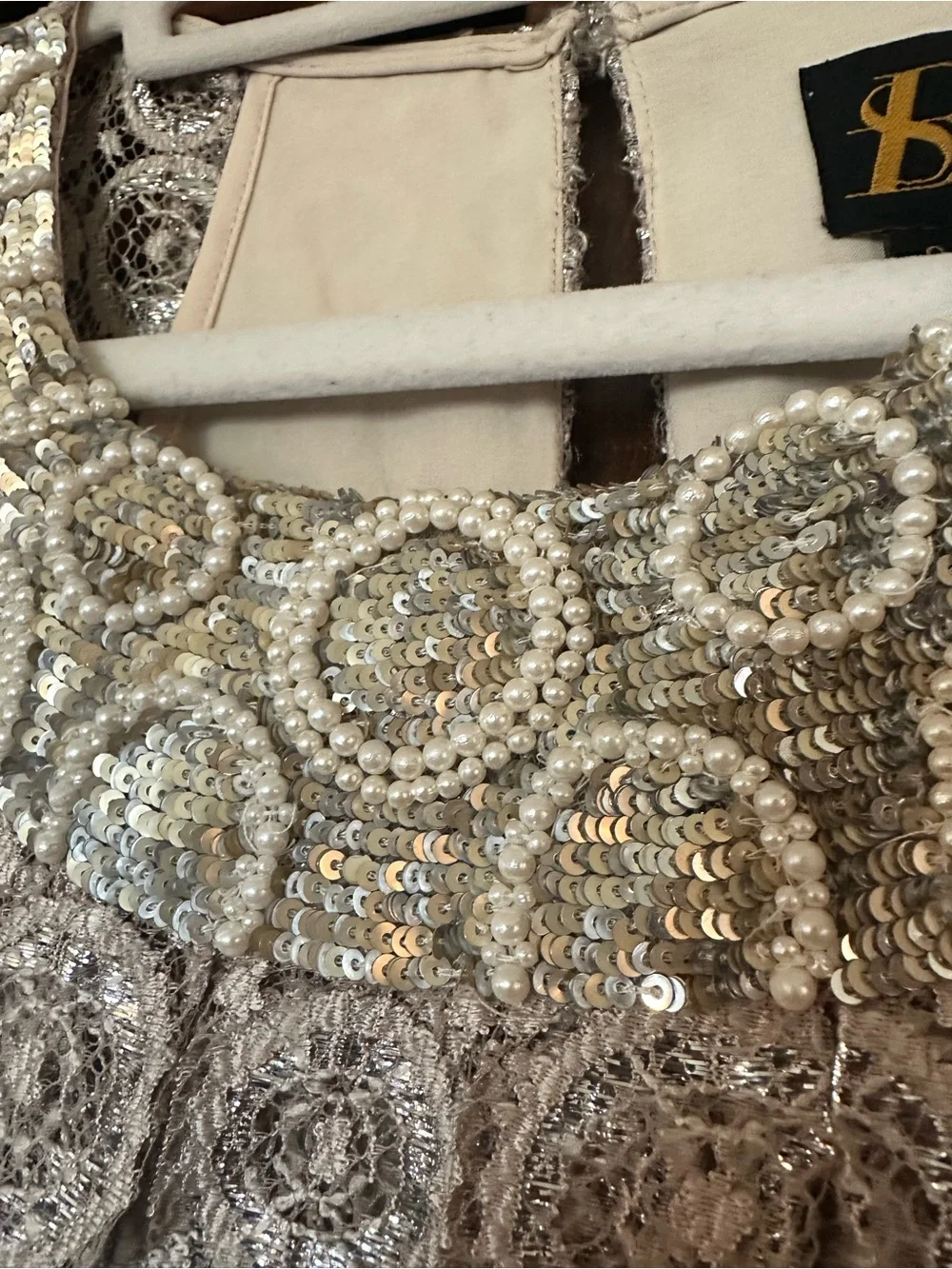 Sachin + Babi for Anthropologie Joyeux champagne silver metallic swing dress - Picture 6 of 11
